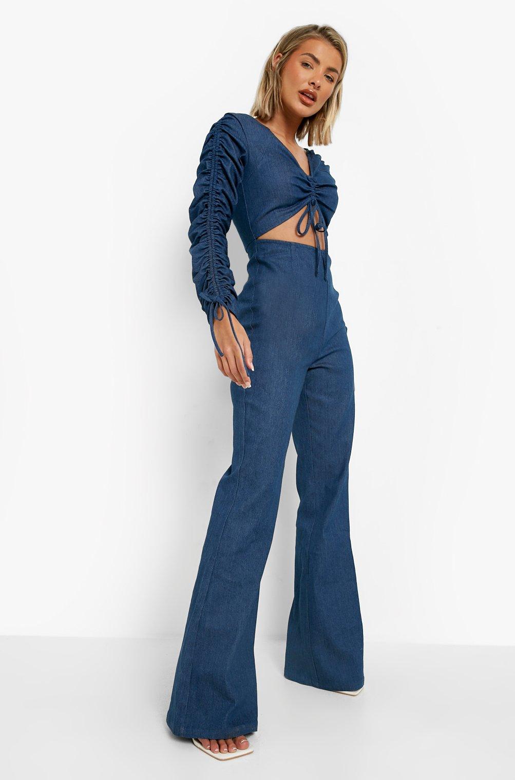 Denim cut 2024 out jumpsuit